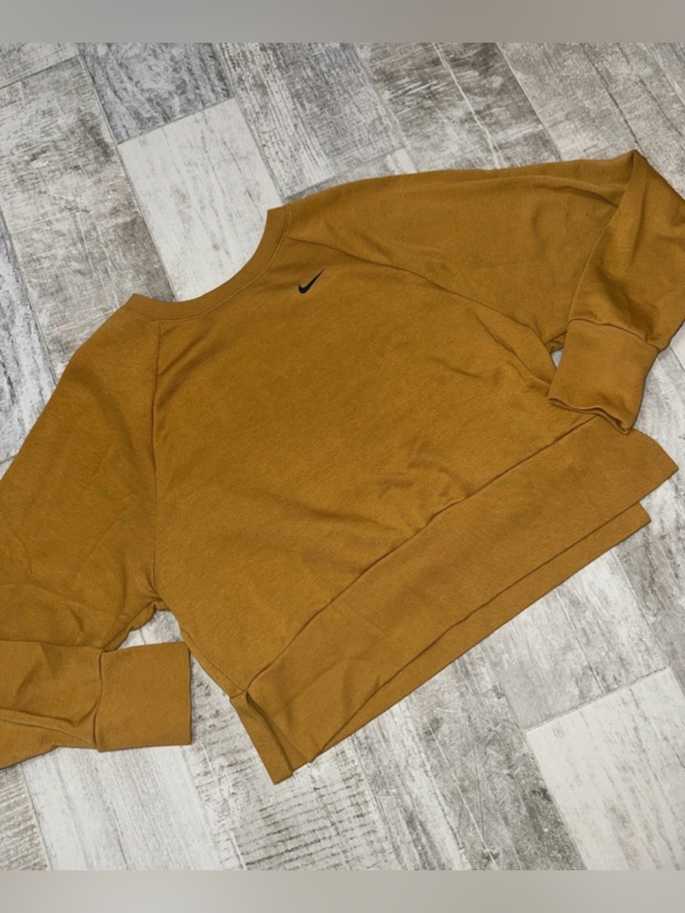 Nike Mustard Yellow Cropped Mock Neck Sweatshirt XS